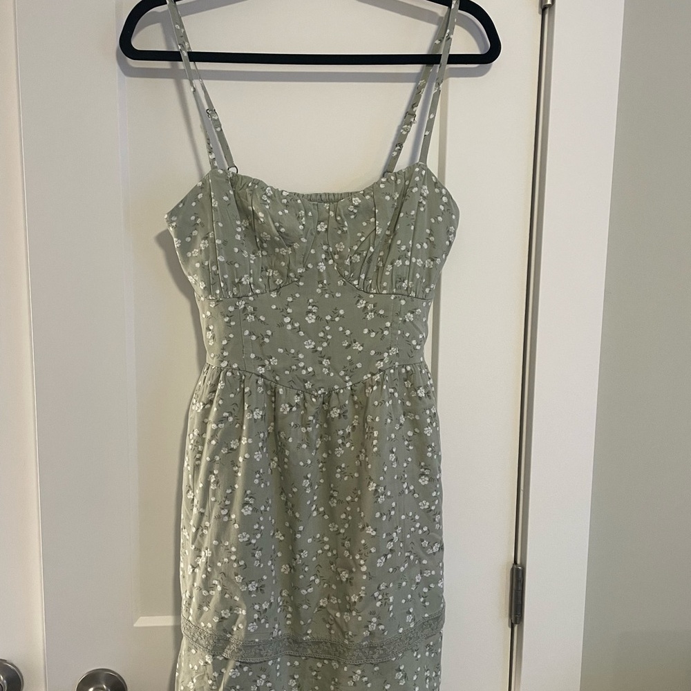 Hollister Green Floral Dress